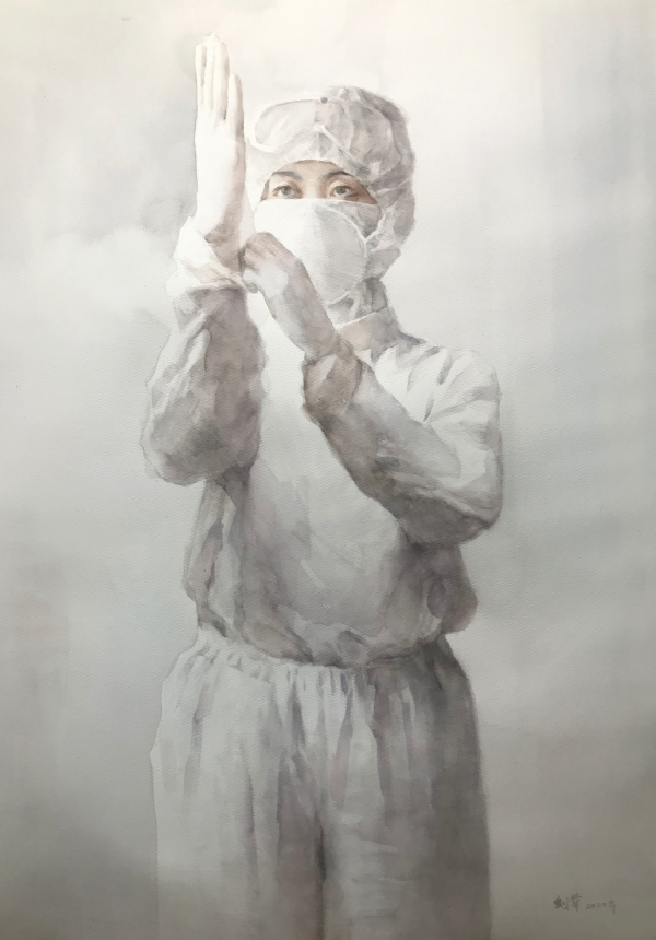 廖剑华水彩画《天使》尺寸：109x78cm.jpg